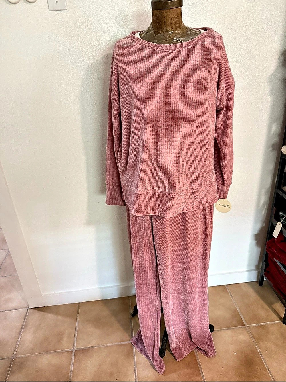 NWT Chenault Women's Ribbed Loungewear Set in Pink Size L